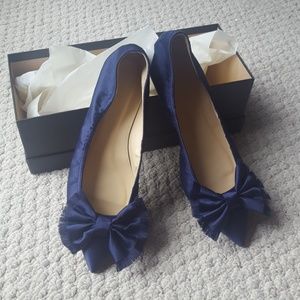 JCrew Lottie frayed-bow flats in satin